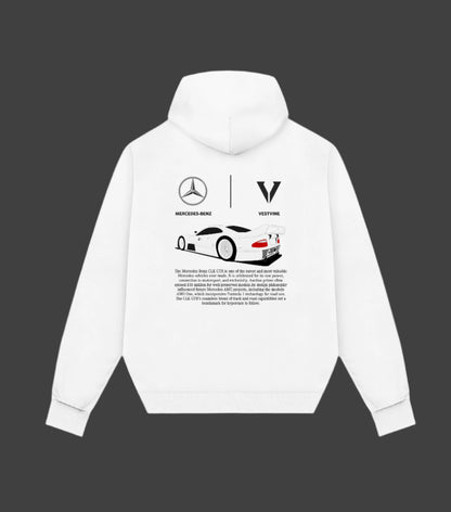 VESTVINE MERCEDES - BENZ CLK GTR EDITION WHITE OVERSIZED HOODIE